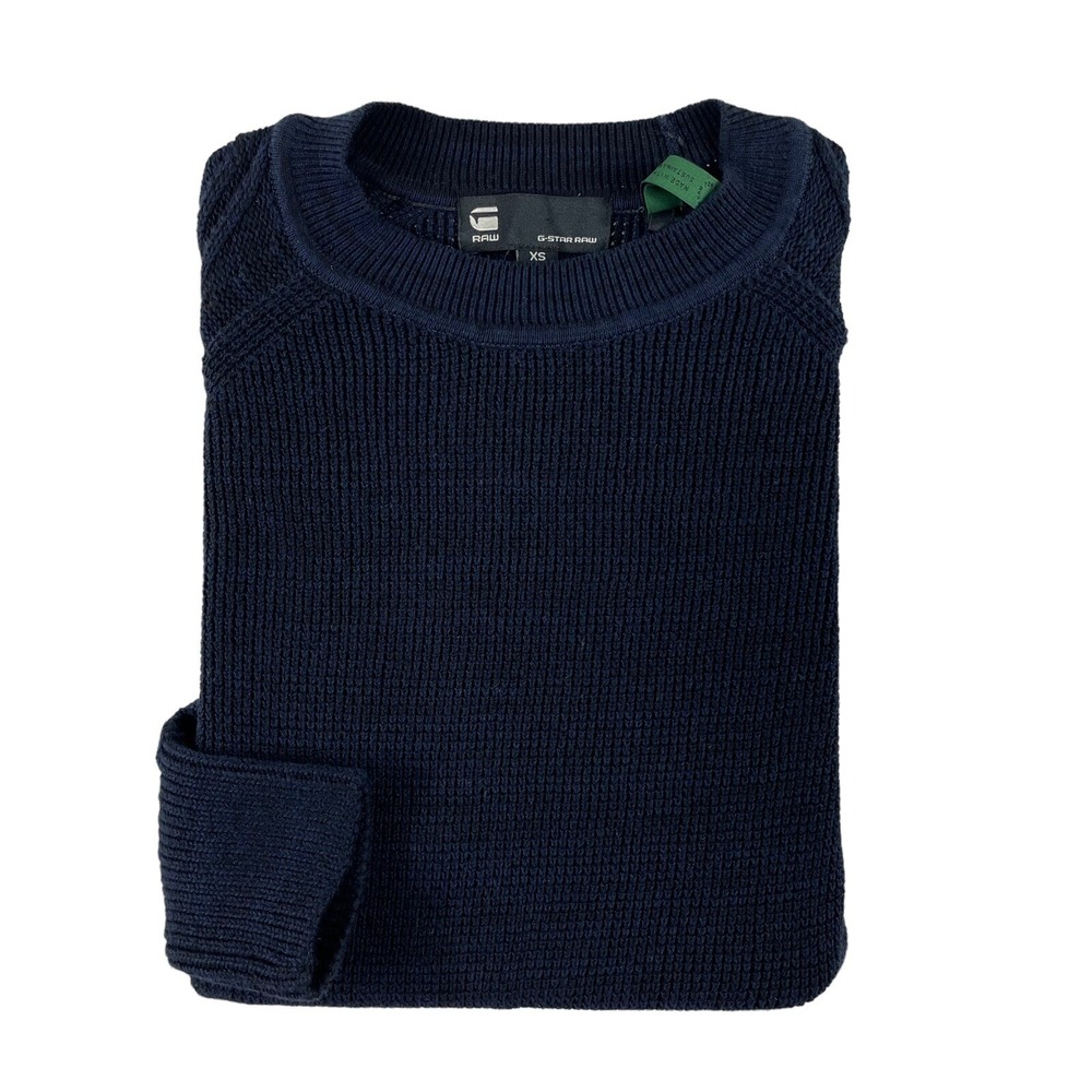 G-Star Raw Mens Blue Cotton Woven Crewneck Sweater Size XS